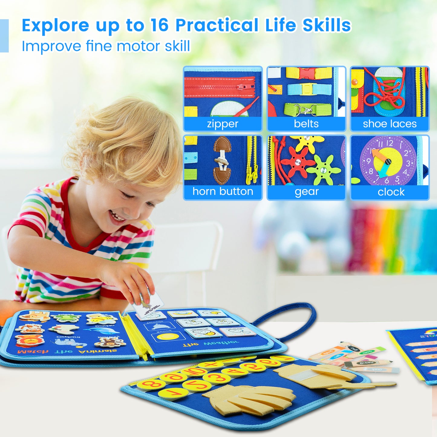 Montessori Busy Board for Toddlers - Travel & Learning