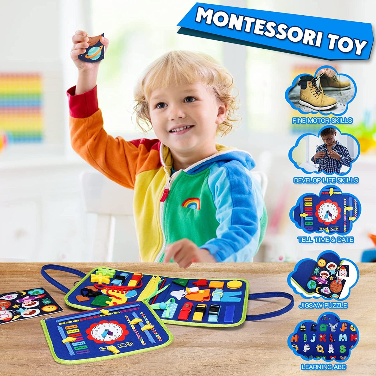 Montessori Busy Board for Toddlers - Travel & Learning