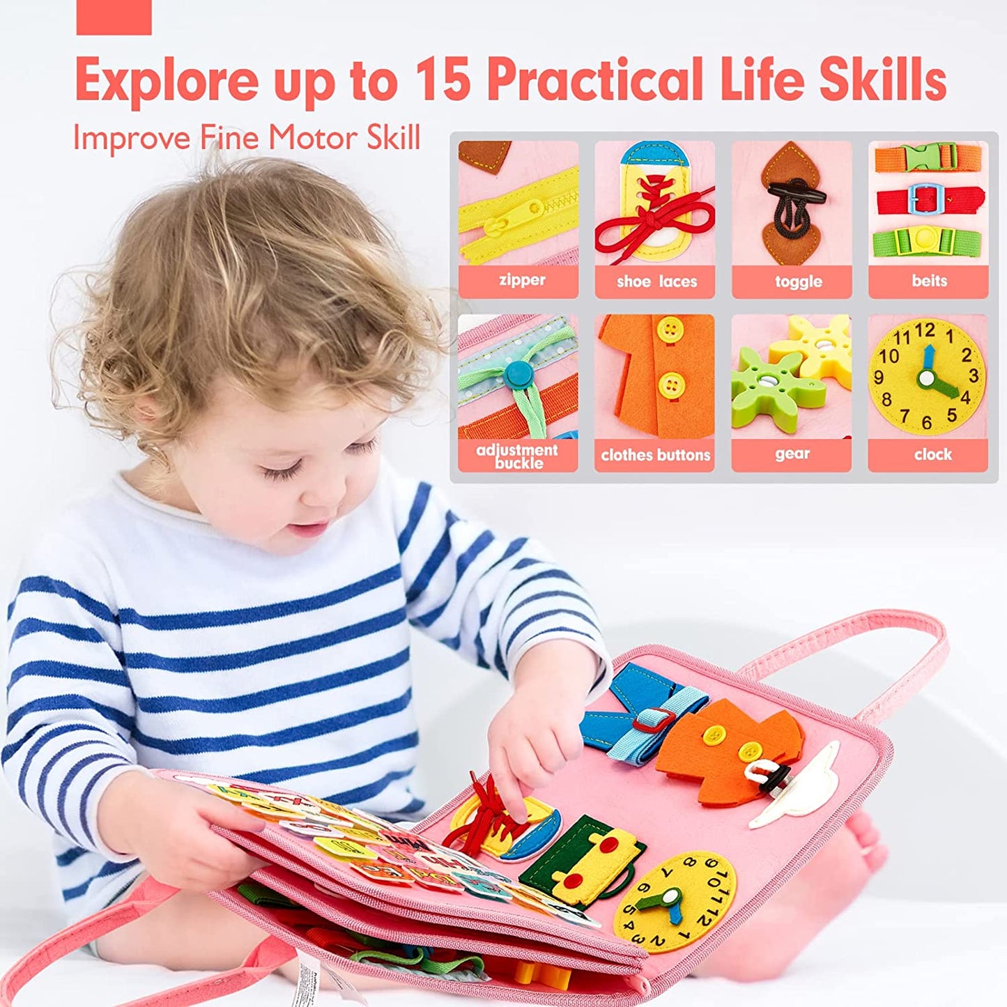 Montessori Busy Board for Toddlers - Travel & Learning