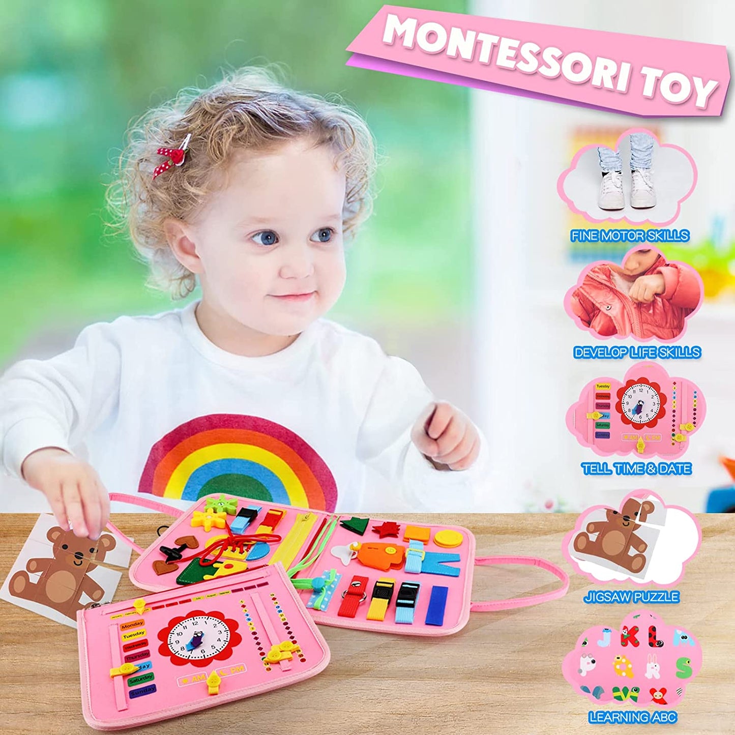 Montessori Busy Board for Toddlers - Travel & Learning